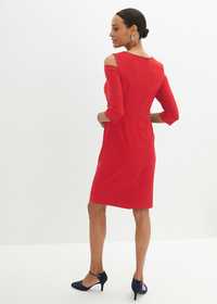 B.P.C sukienka ołówkowa czerwona z odkrytymi ramionami ^44