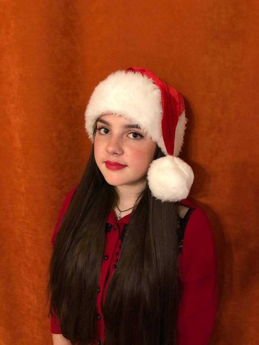 Шапка новорічна, Діда Мороза, Санти, ковпак червоній з балабоном