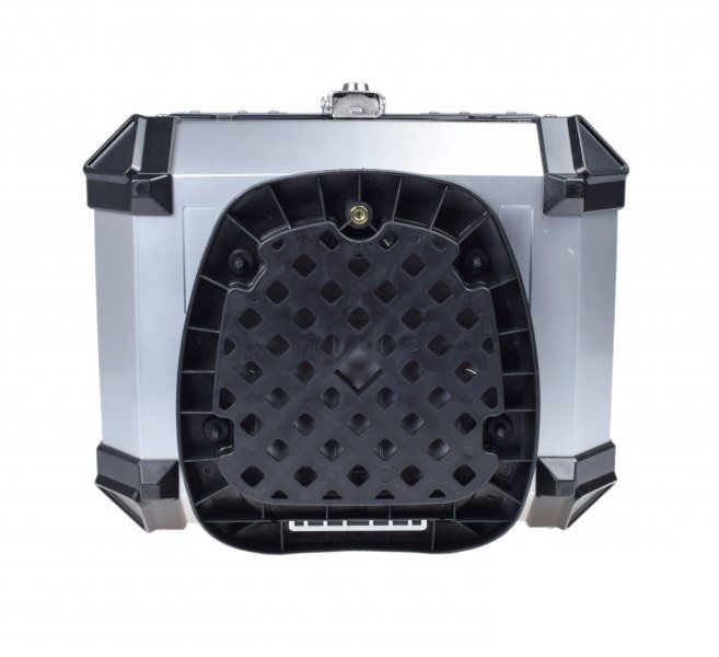 Kufer Motocyklowy Centralny ADVENTURE ENDURO Lekki 45L Oparcie Srebrny