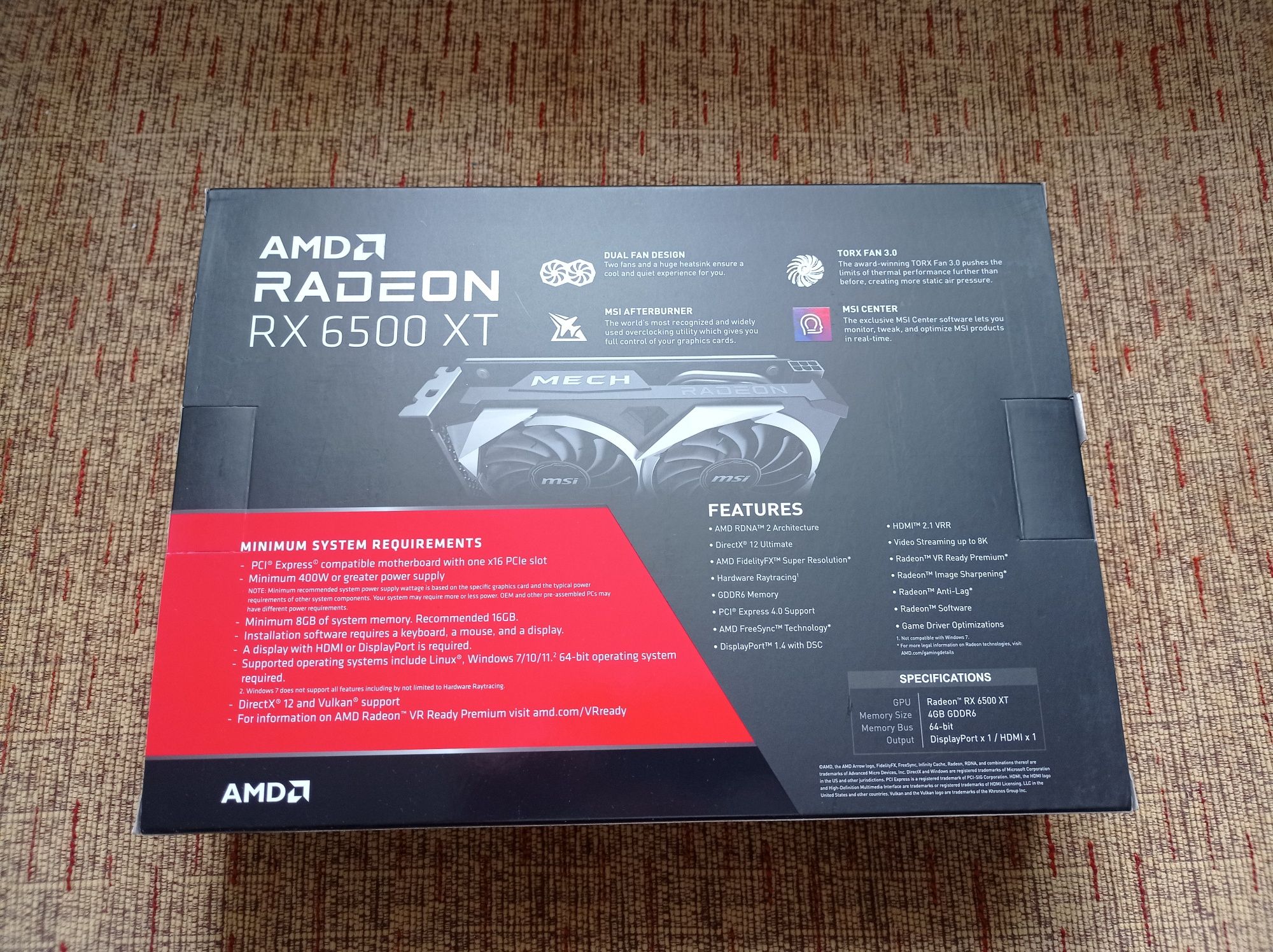 Karta graficzna MSI Radeon RX 6500 XT MECH 2X OC 4GB GDDR6 64bit