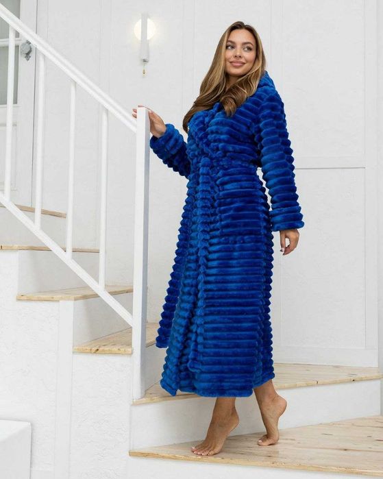 Женский махровый халат шарпей / Халат с капюшоном на запах XL-6XL