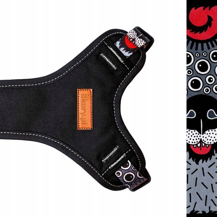 szelki guard bezuciskowe dla dużego psa 46-64cm l 30 mm czarne wzorek