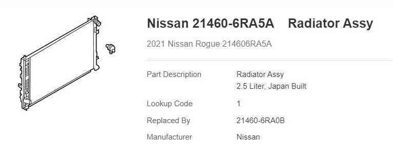 Радіатор охолодження Nissan Rogue T33