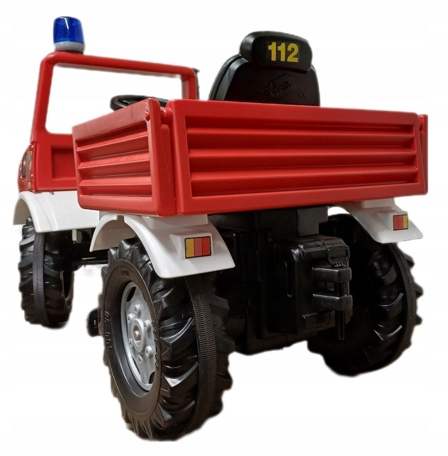STRAŻ POŻARNA WÓZ STRAŻACKI MERCEDES UNIMOG NA PEDAŁY ROLLY TOYS