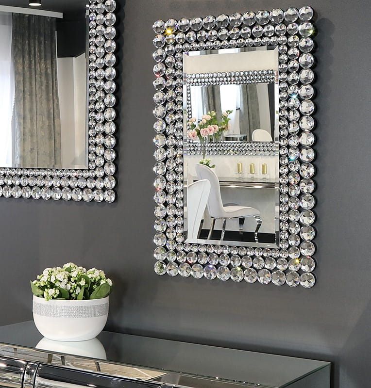 Srebrne lustro glamour prostokątne 60x90 cm M-0533-08