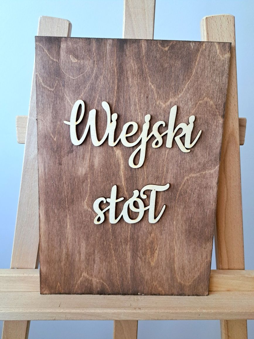 Rustykalna drewniana tablica ślubna na stół wesele ślub dekoracje ślub
