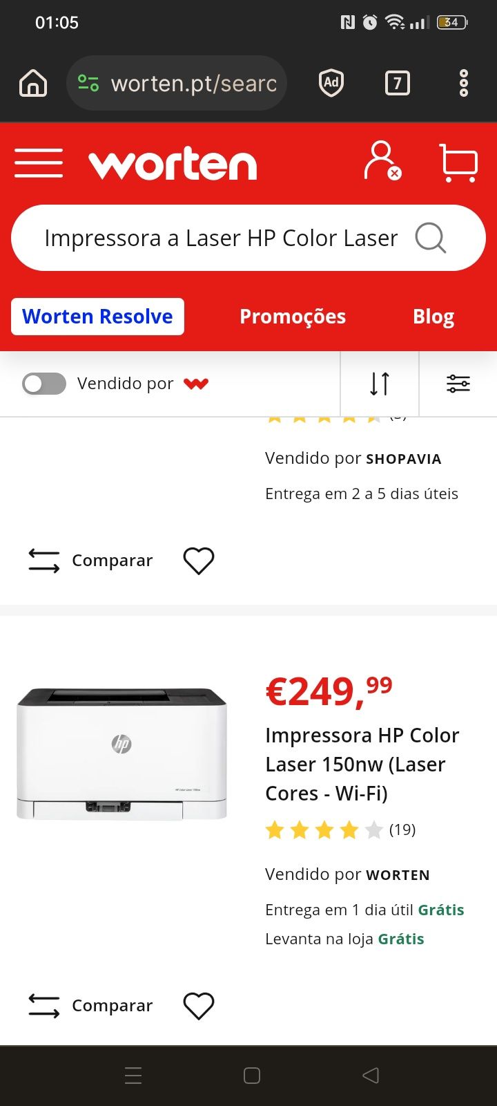 Impressora HP Color Laser 150nw