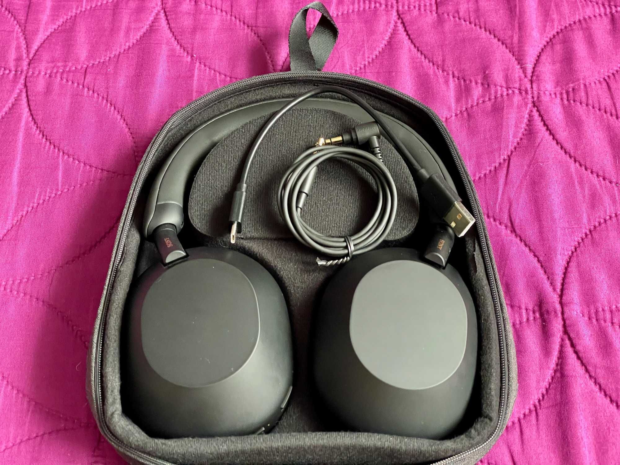 Słuchawki nauszne Sony WH-1000XM5 ANC Bluetooth czarne bdb komplet