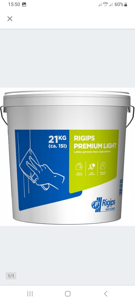 Rigips premium light 21kg gotowa masa okazja!!!
