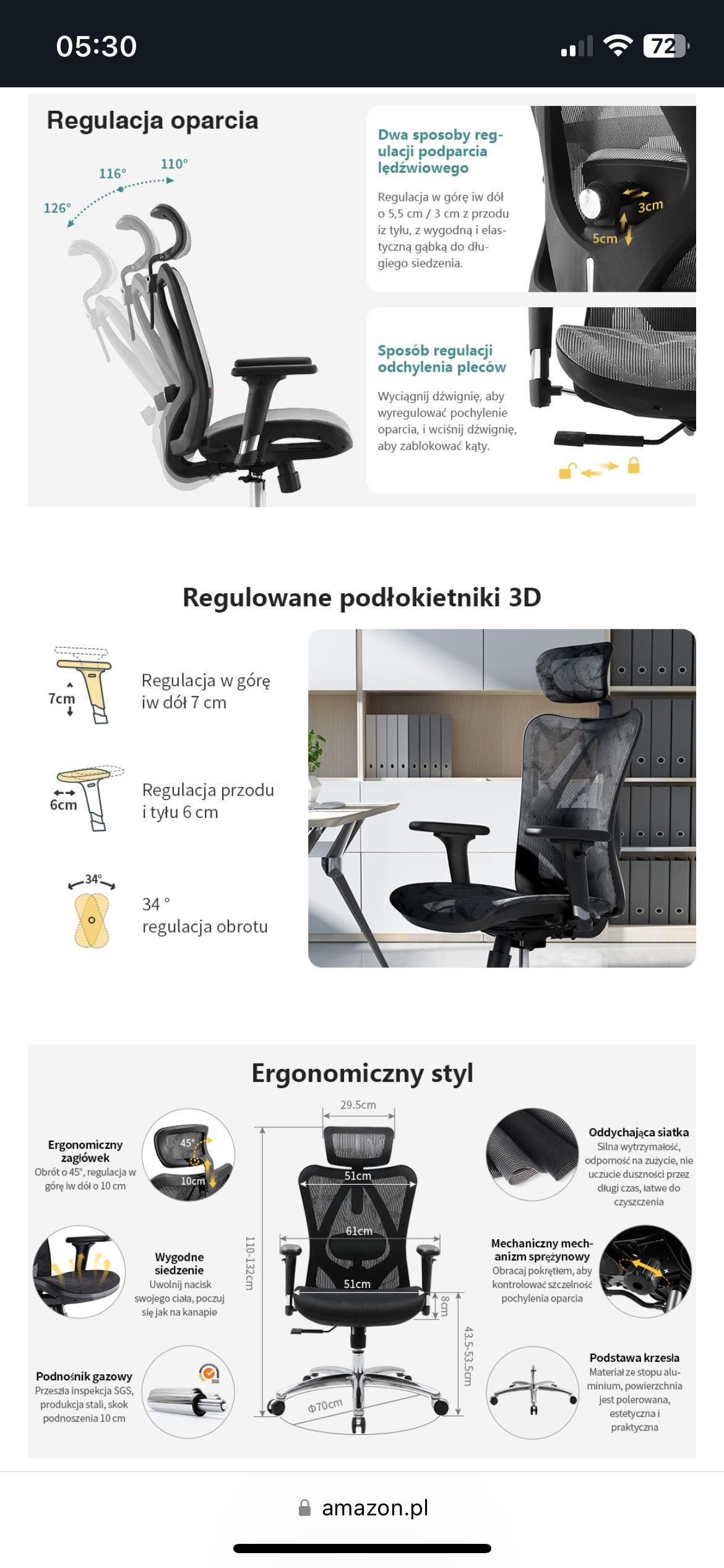 SIHOO Ergonomiczne krzesło biurowe z siatki