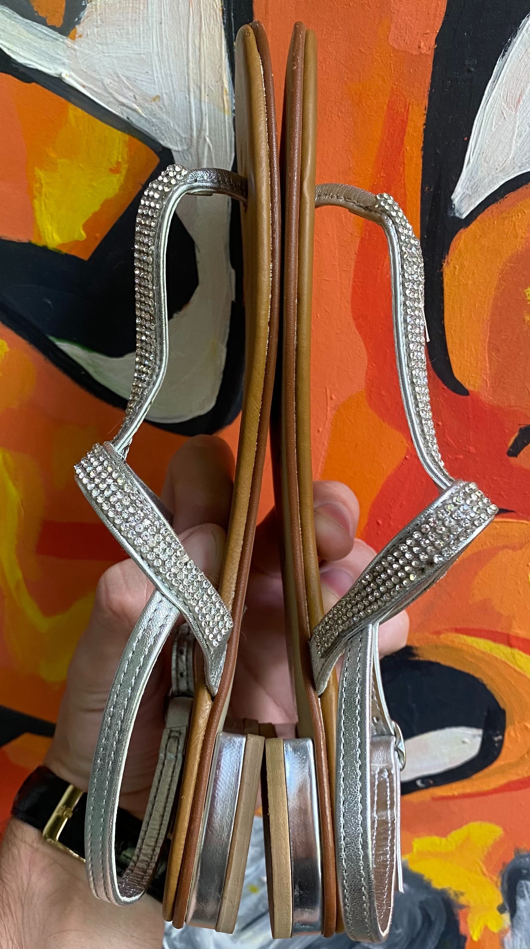 Roberto Santi сандали 38 размер женские серебряные оригинал хорошие