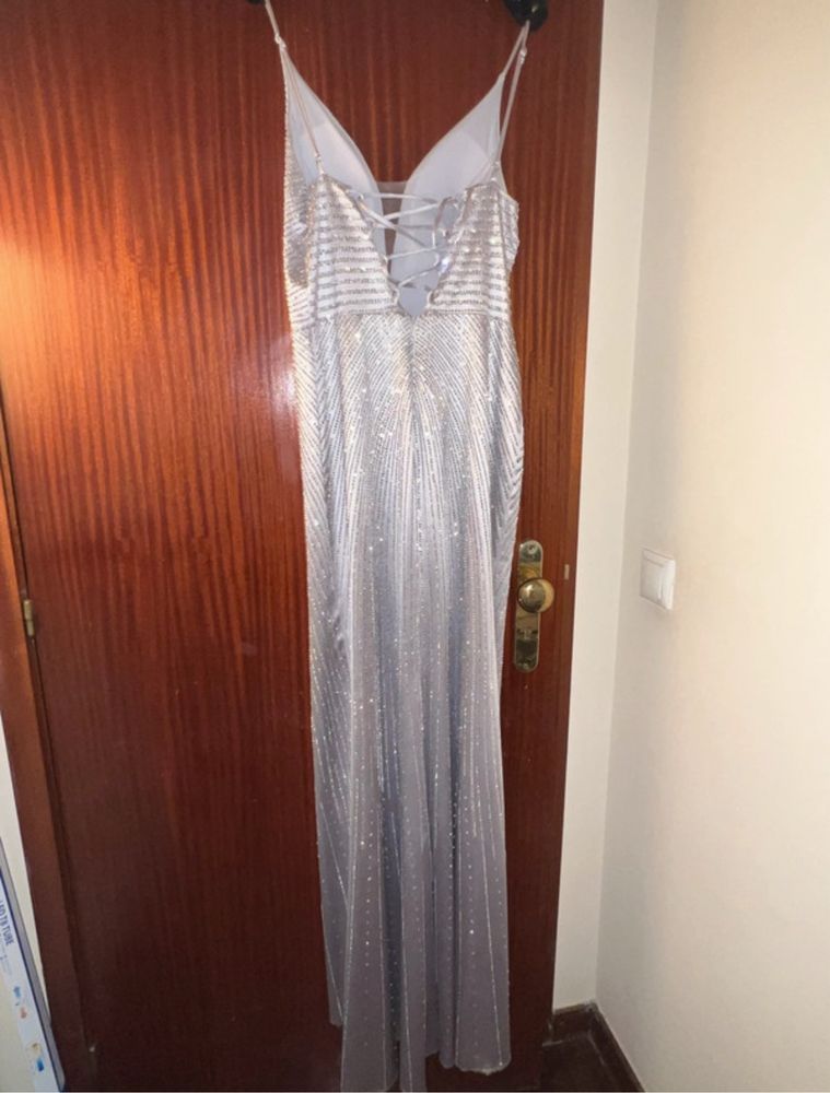 Vestido prata brilhante baile de finalistas