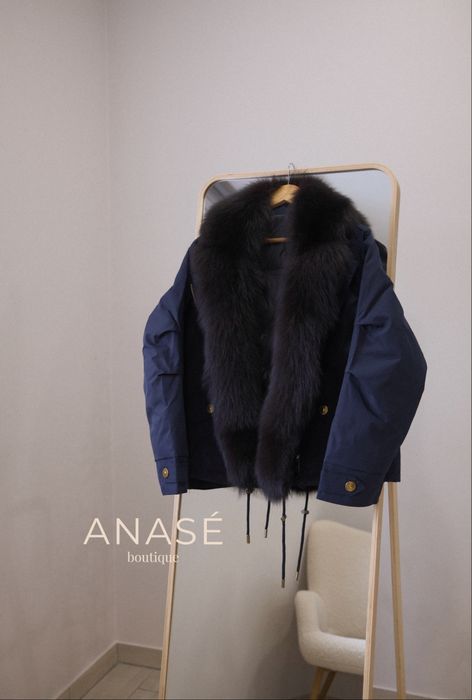 Парка з хутром, шоколад, чорна, синя S,M,L