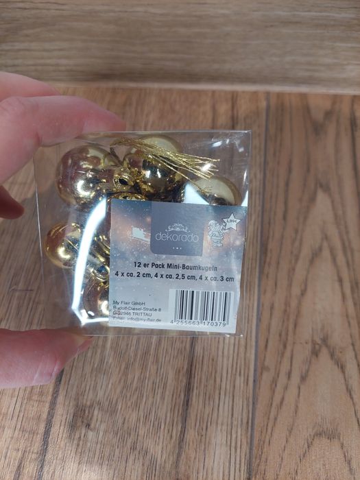 Złote mini bombki 12szt