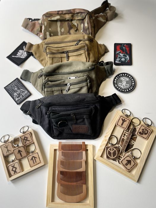 Шеврон на ліпучці,нашивка,патчі,брелок з рунами,поясна сумка,футболка