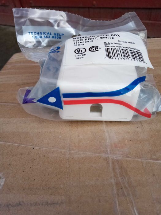 Modular jack box two port, white.