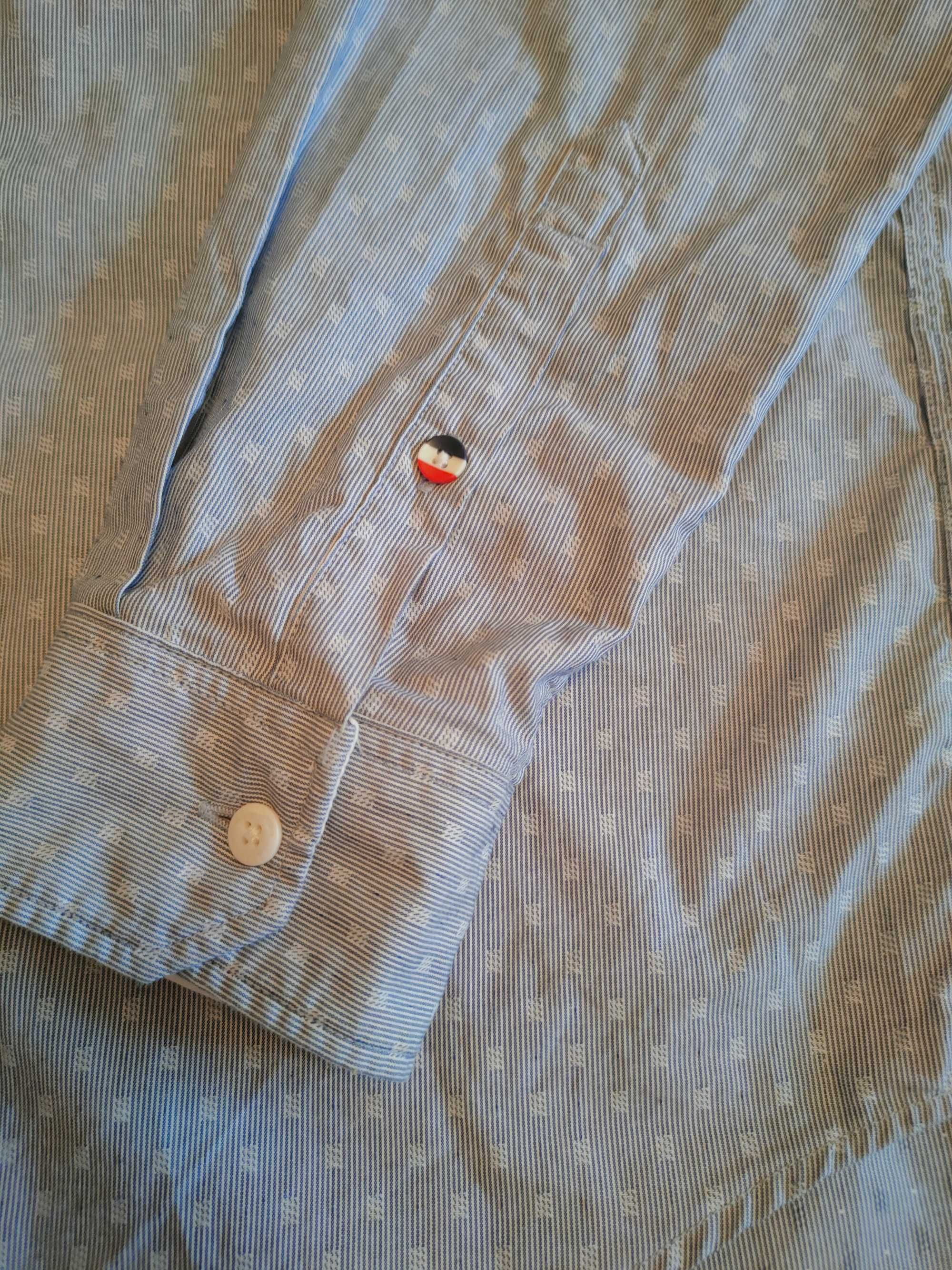 Męska koszula, niebieska Tommy Hilfiger, Oryginalna, casual