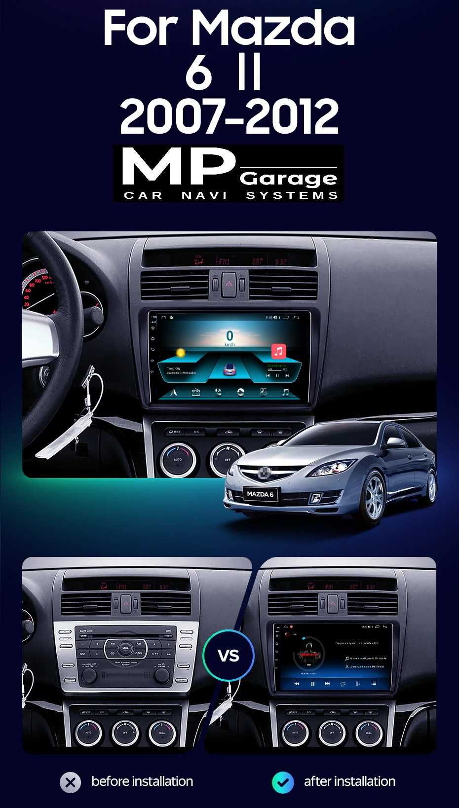 Mazda 6 II GH Radio Android DSP 4G Qled CarPlay/AndroidAuto LTE Montaż