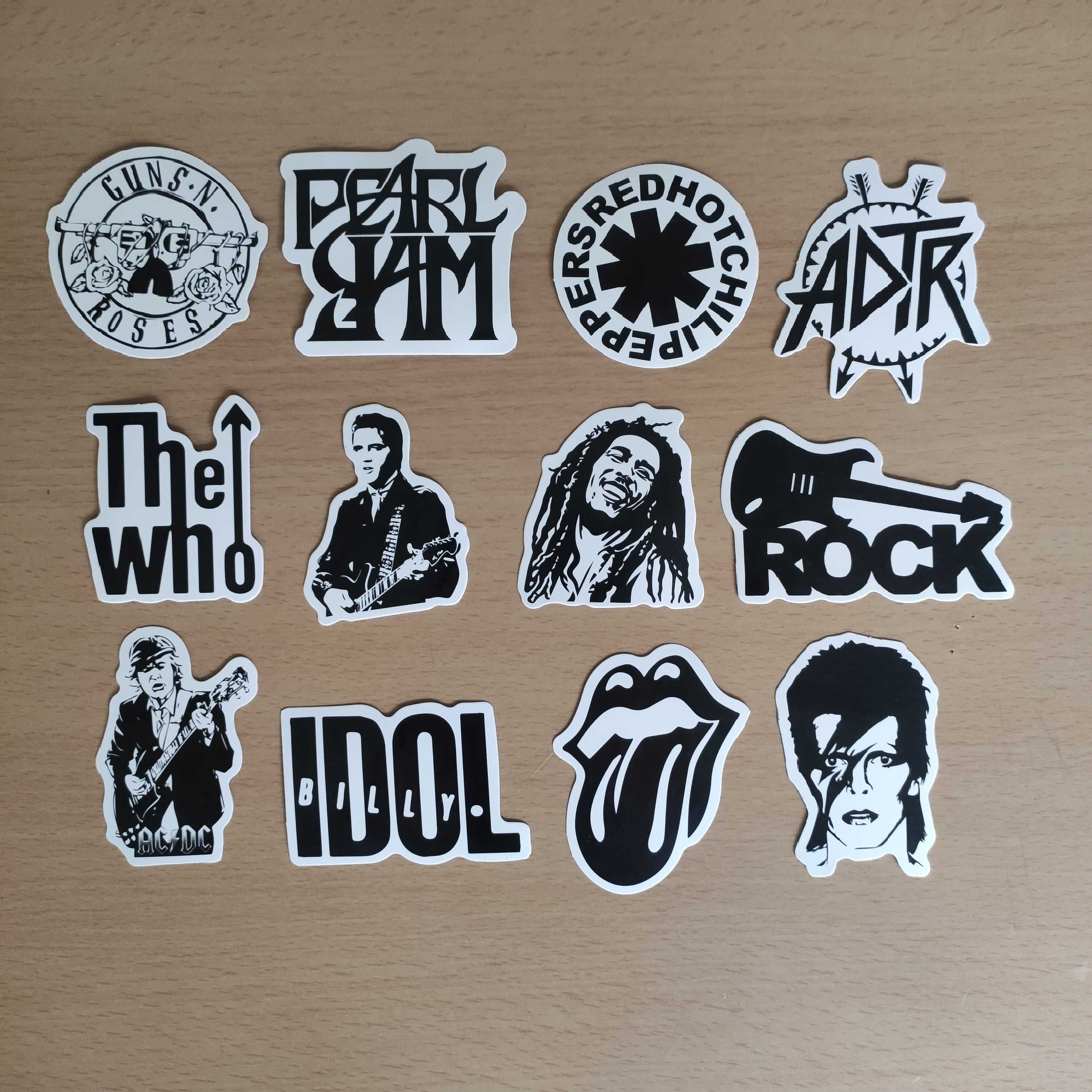 Pack 50 Autocolantes Stickers Adesivos Musica Rock Preto e Branco