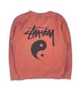 Stussy pomarańczowa bluza crewneck bez kaptura jing jang