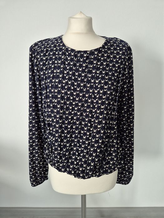 Piękna bluzka we wzory 44 koszula damska bluzka granatowa XXL