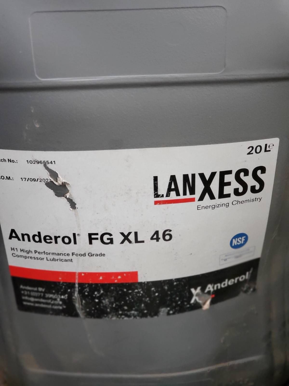 ANDEROL FG S 46 Компресорне масло з харчовим допуском Н1, 20 л.