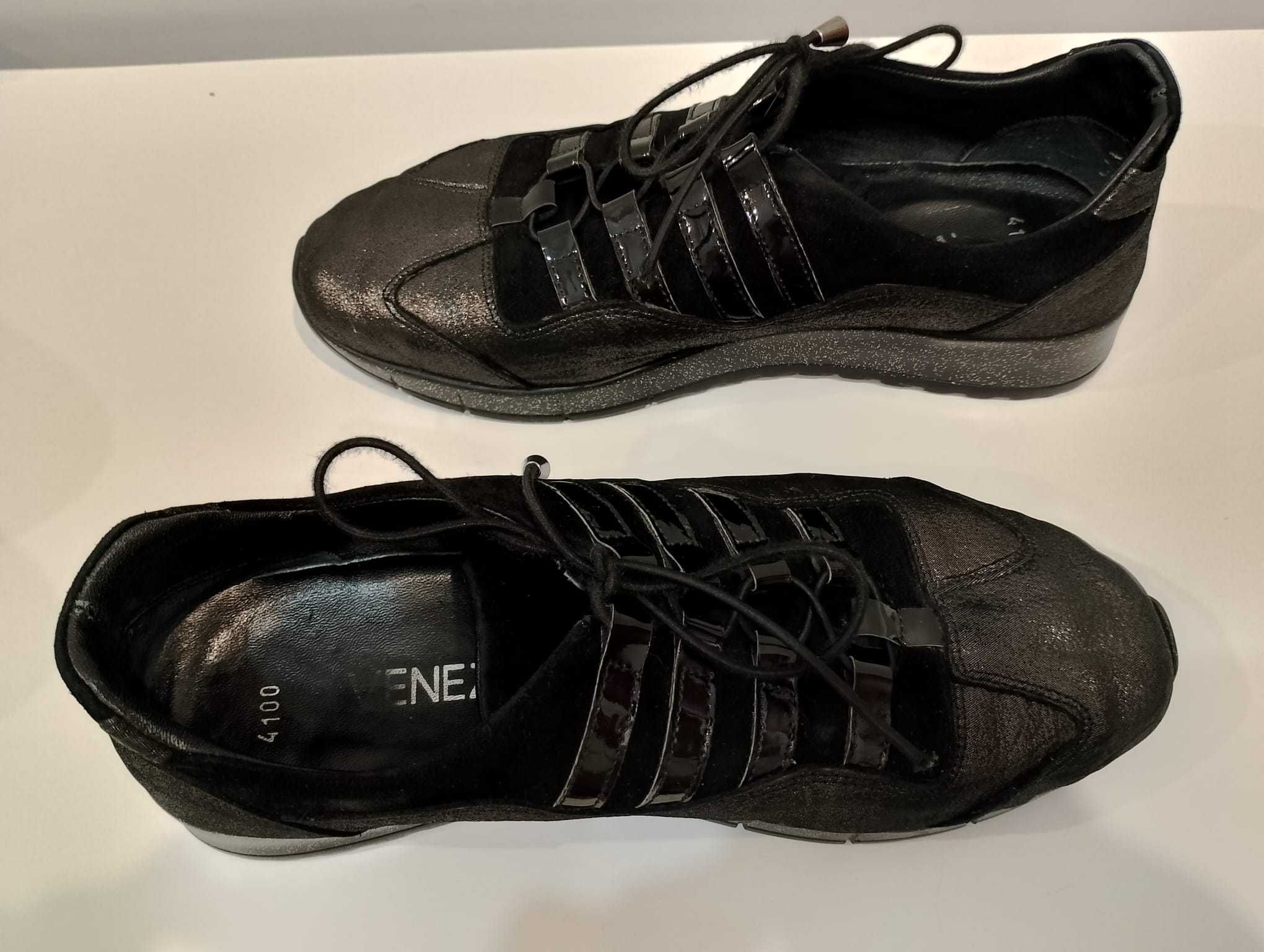 Skórzane czarne sneakersy Venezia, r. 39