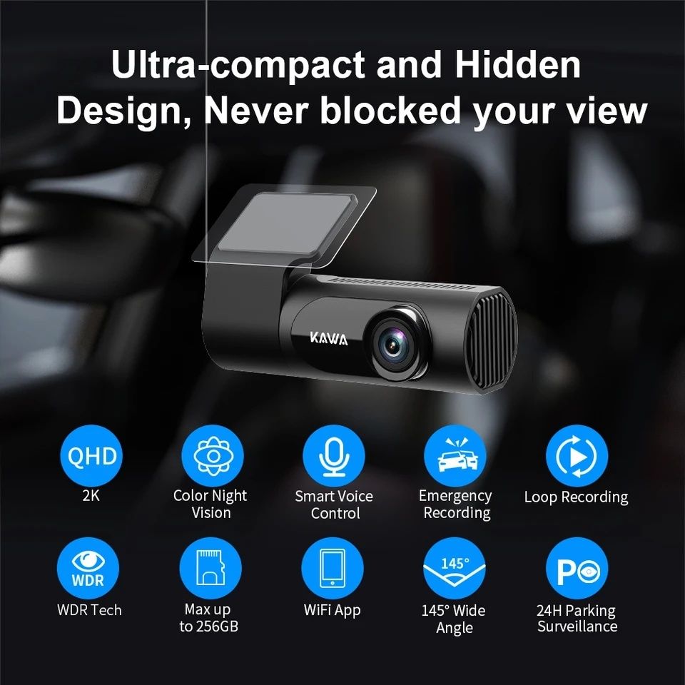 Wideorejestrator kamera samochodowa KAWA D6 1440p FULL QHD 2K