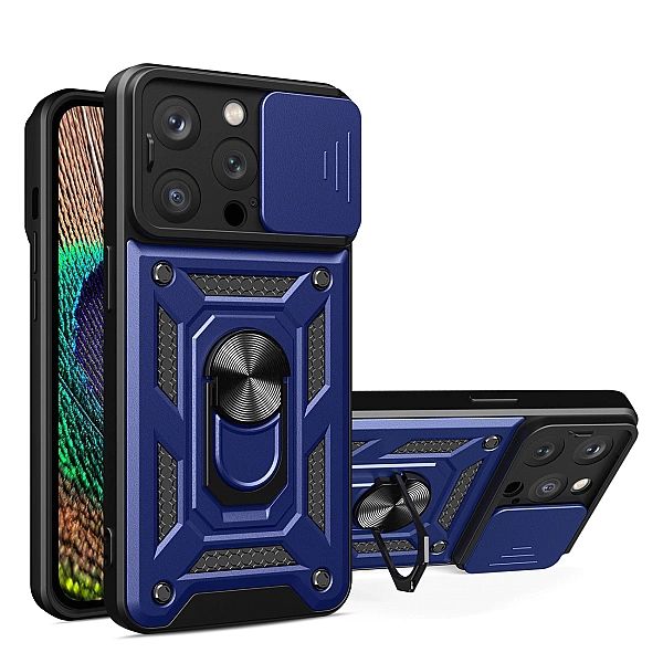 Pancerne etui z podstawką i osłoną aparatu do iPhone 15 Pro Max Hybrid