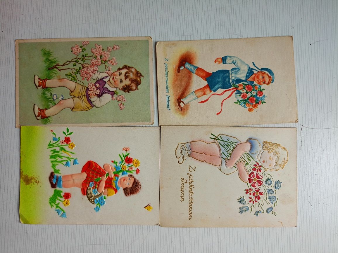 Pocztówki dzieci i kwiaty rok 1944