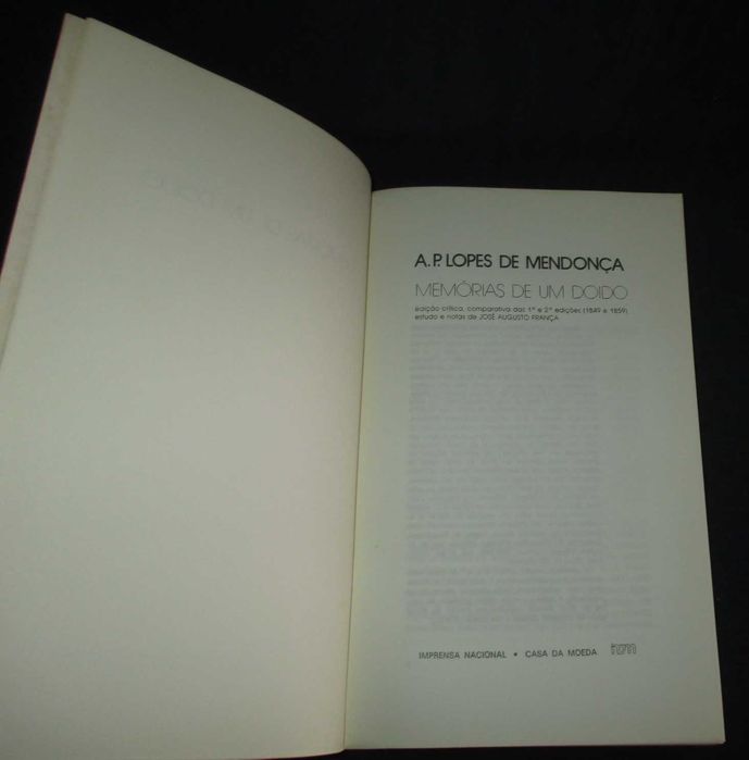 Livro Memórias de um Doido A. P. Lopes de Mendonça