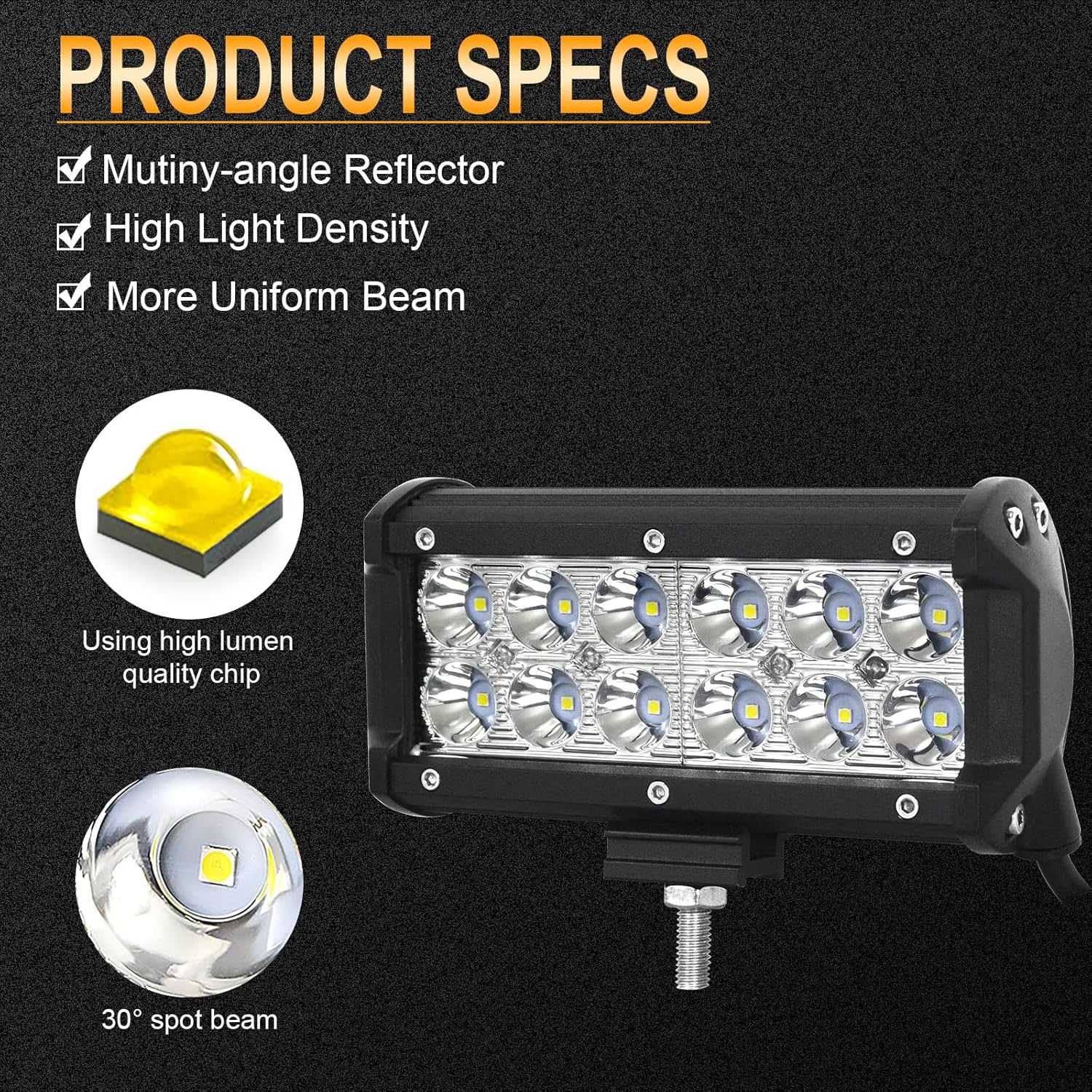 RIGIDON 2 szt. Światło reflektory LED, 12 V 24  terenowe do pojazdów