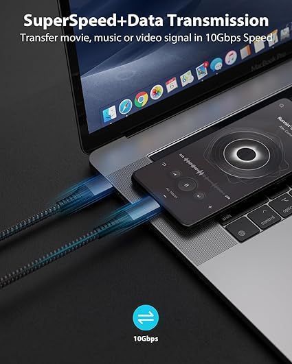 Belker 3M 2Szt Usb C 10GbS Qc3.0 Android Auto Kabel Szybkie Ładowanie