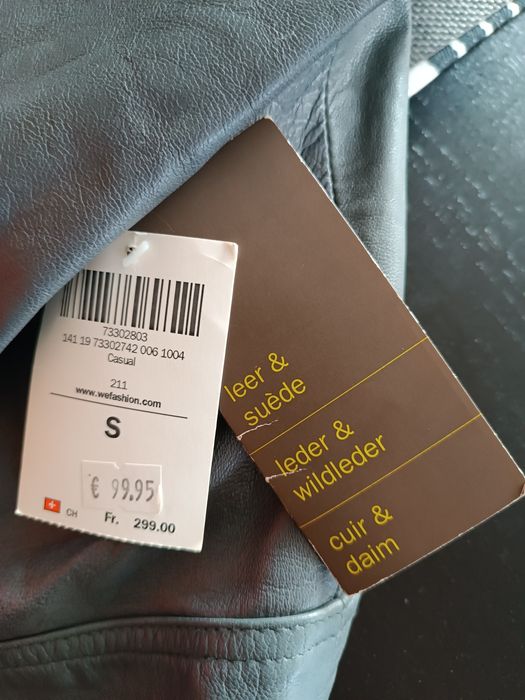 Nowa kurtka ramoneska, szara, skóra naturalna, rozm. S/M