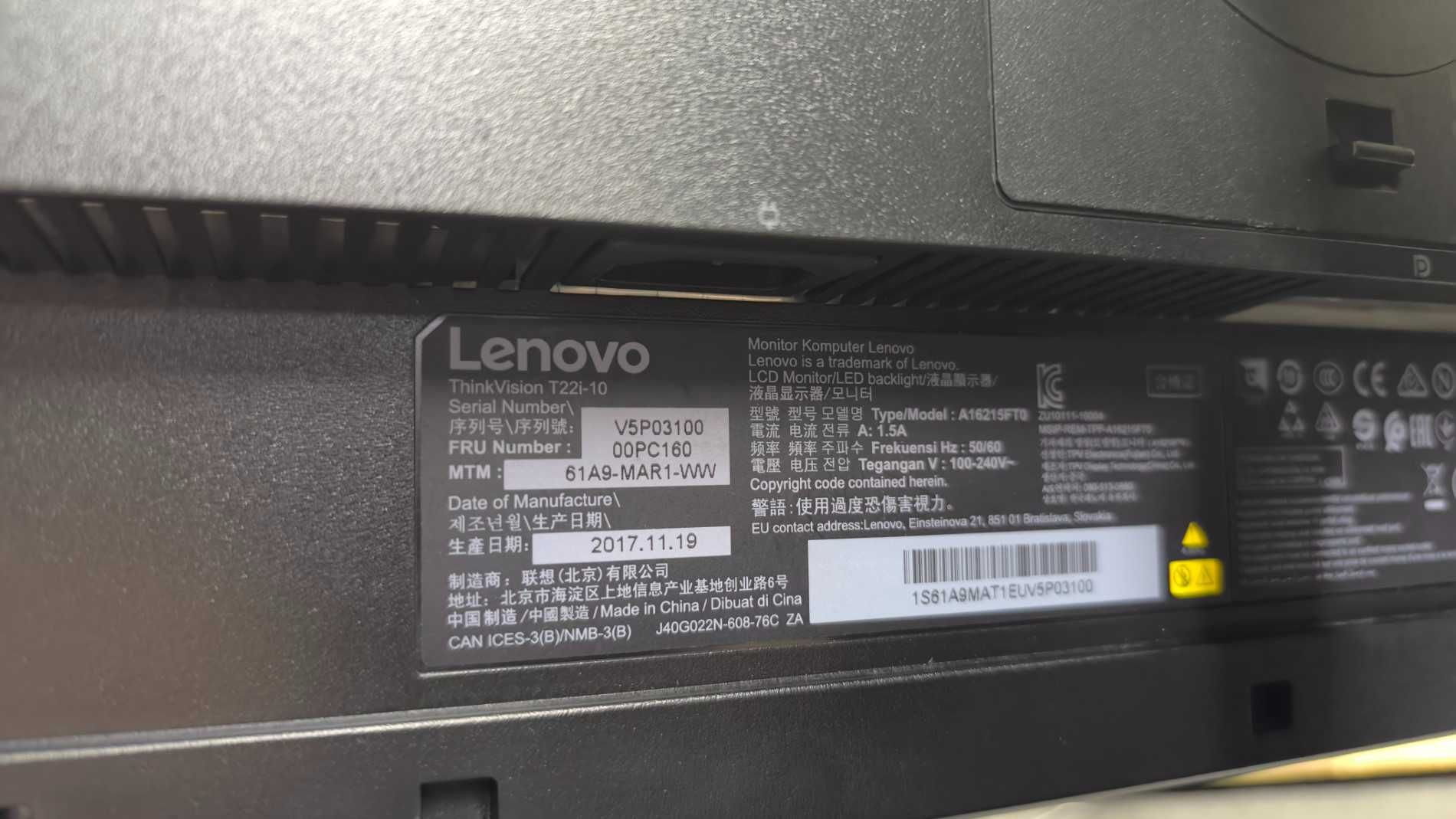 Monitor Lenovo T22i-10 Partido