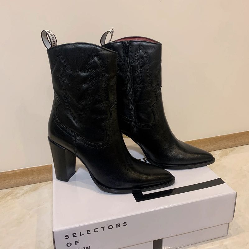 Buty Bronx Czarne Kowbojki Botki