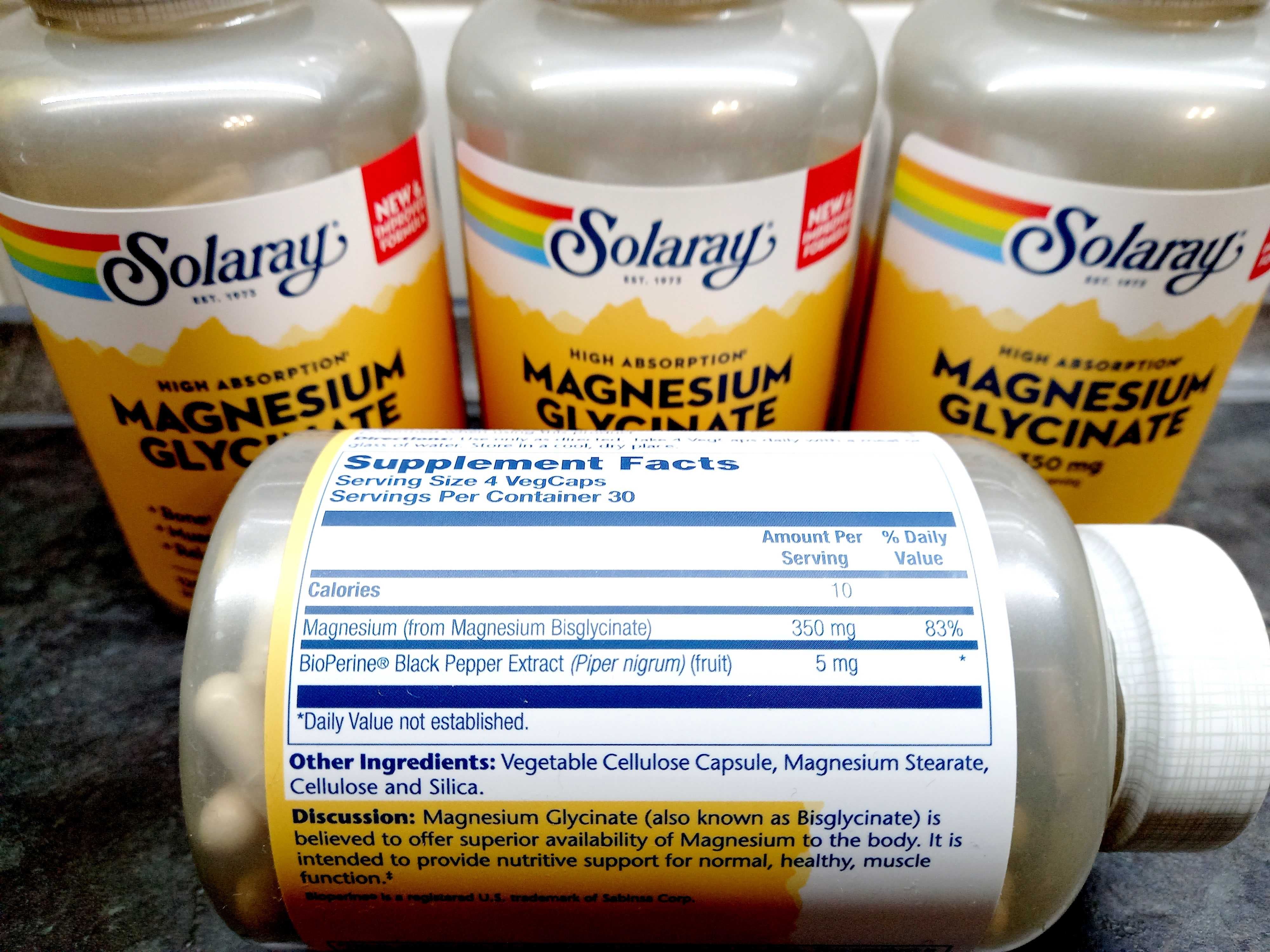 Solaray, Magnesium Glycinate 350 мг (120 капс.) магний глицинат магній