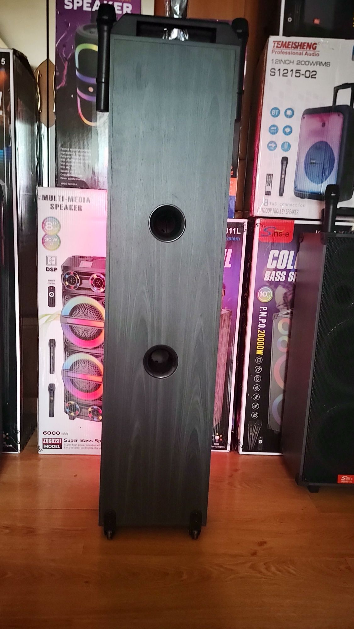 Караоке акустика SinG-15(Bluetooth,USB,SD,FM)пультДУ,2безпроводных мик