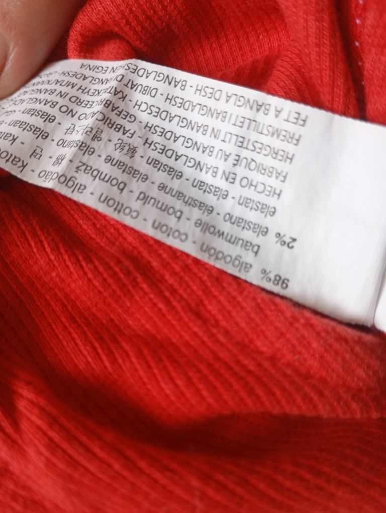 ZARA 4-5L bawełniany czerwony top body w prążki Snoopy