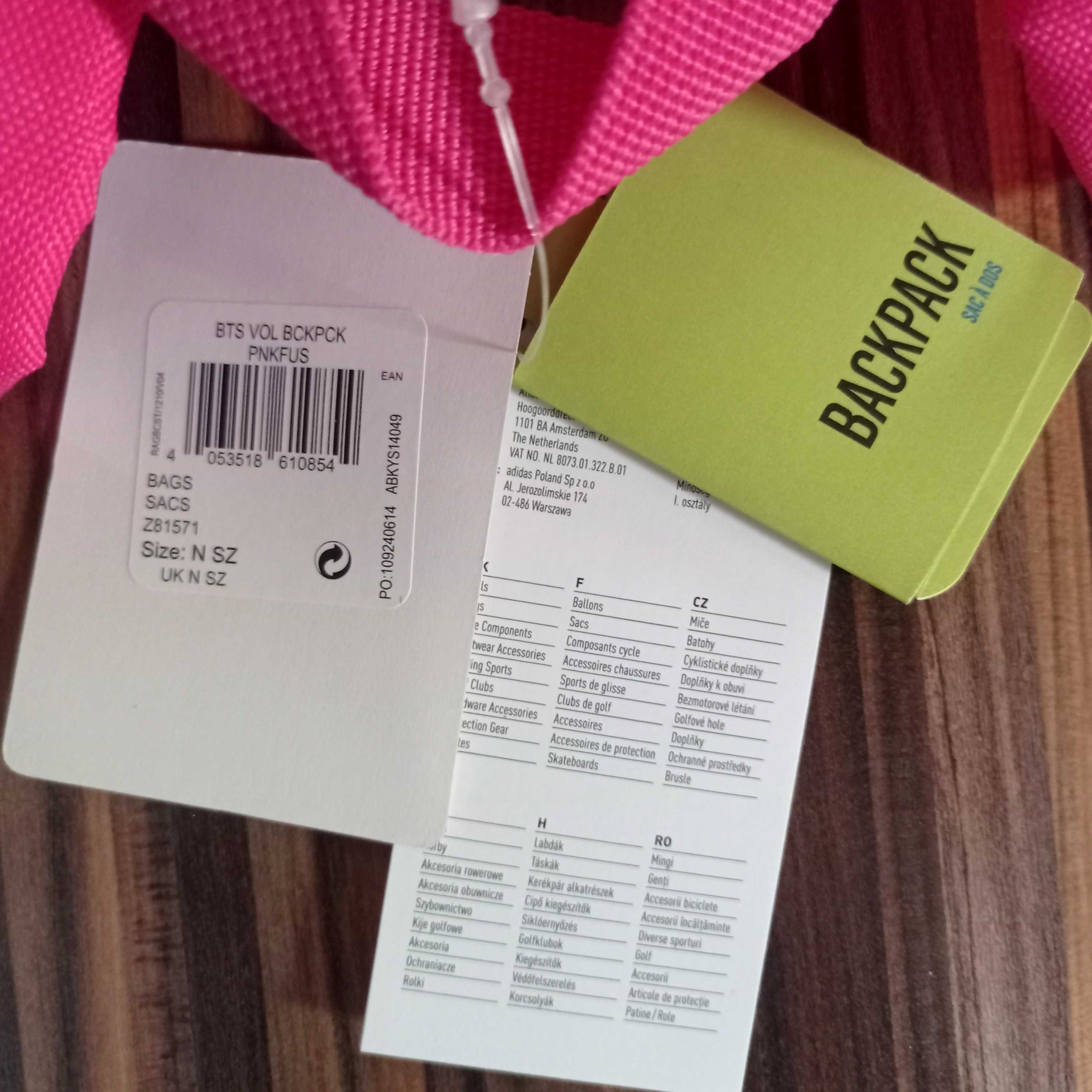 plecak Reebok NOWY różowy mieści A4