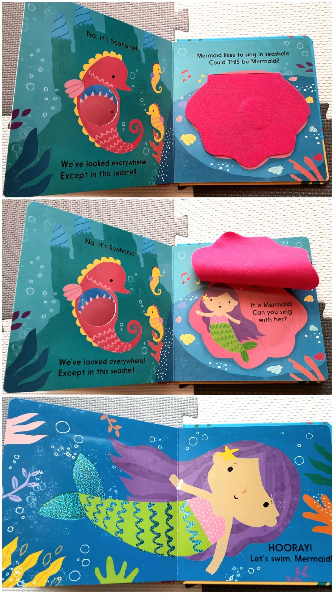 Let's Find The Mermaid książeczka po angielsku z okienkami sensoryczna
