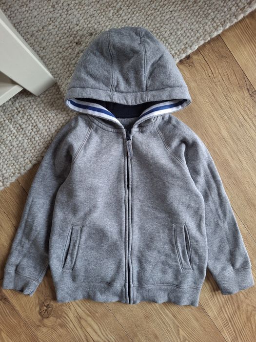 122cm szara chłopięca bluza z kapturem, bluza na zamek