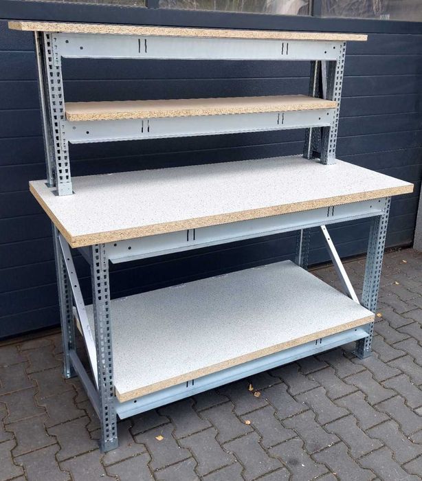 Stół warsztatowy podwójna nadstawka majsterkowic magazynowy garażowy