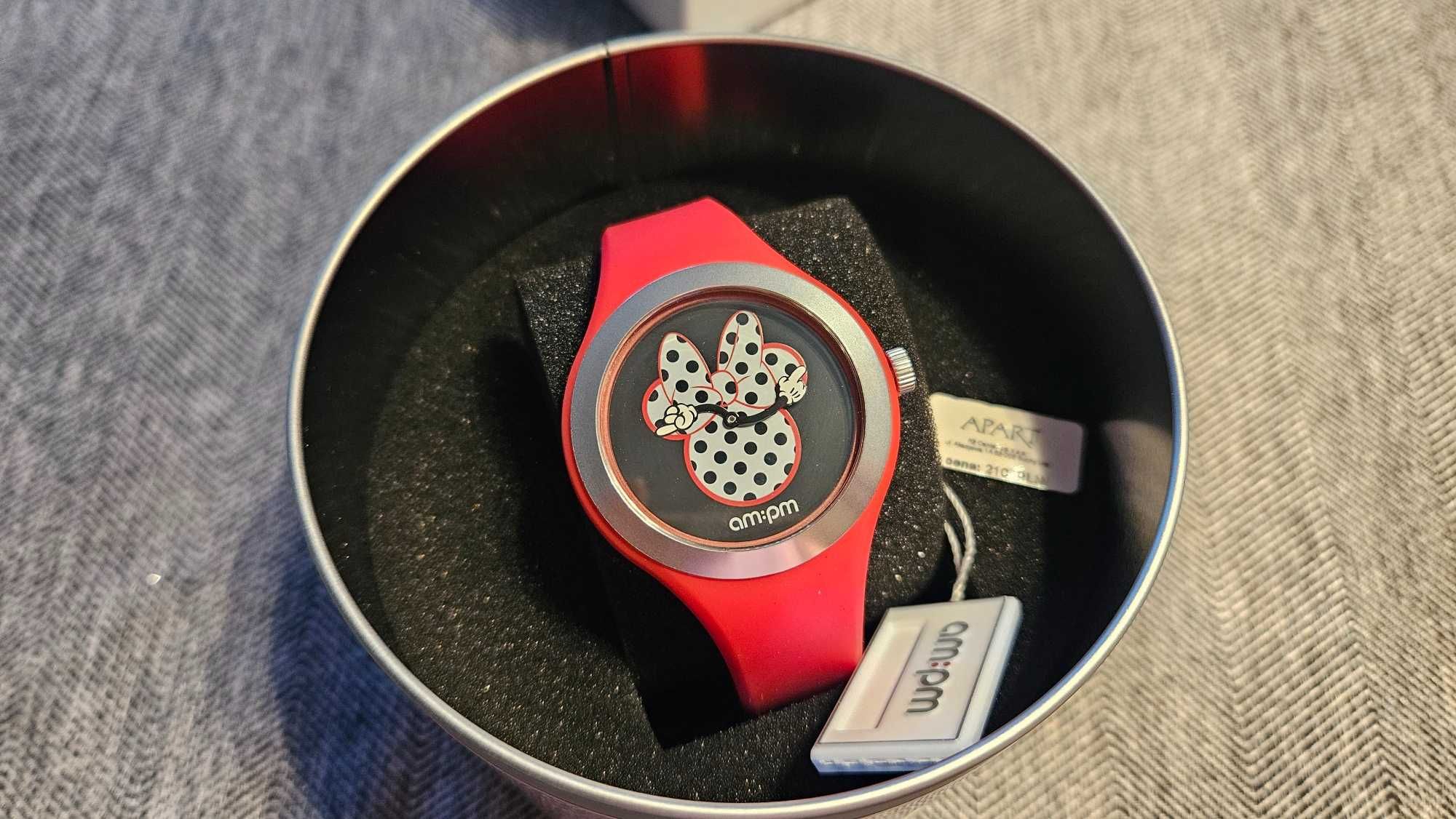 Zegarek Myszka Miki, Mickey Mouse am: pm ,czerwony, pasek silikonowy