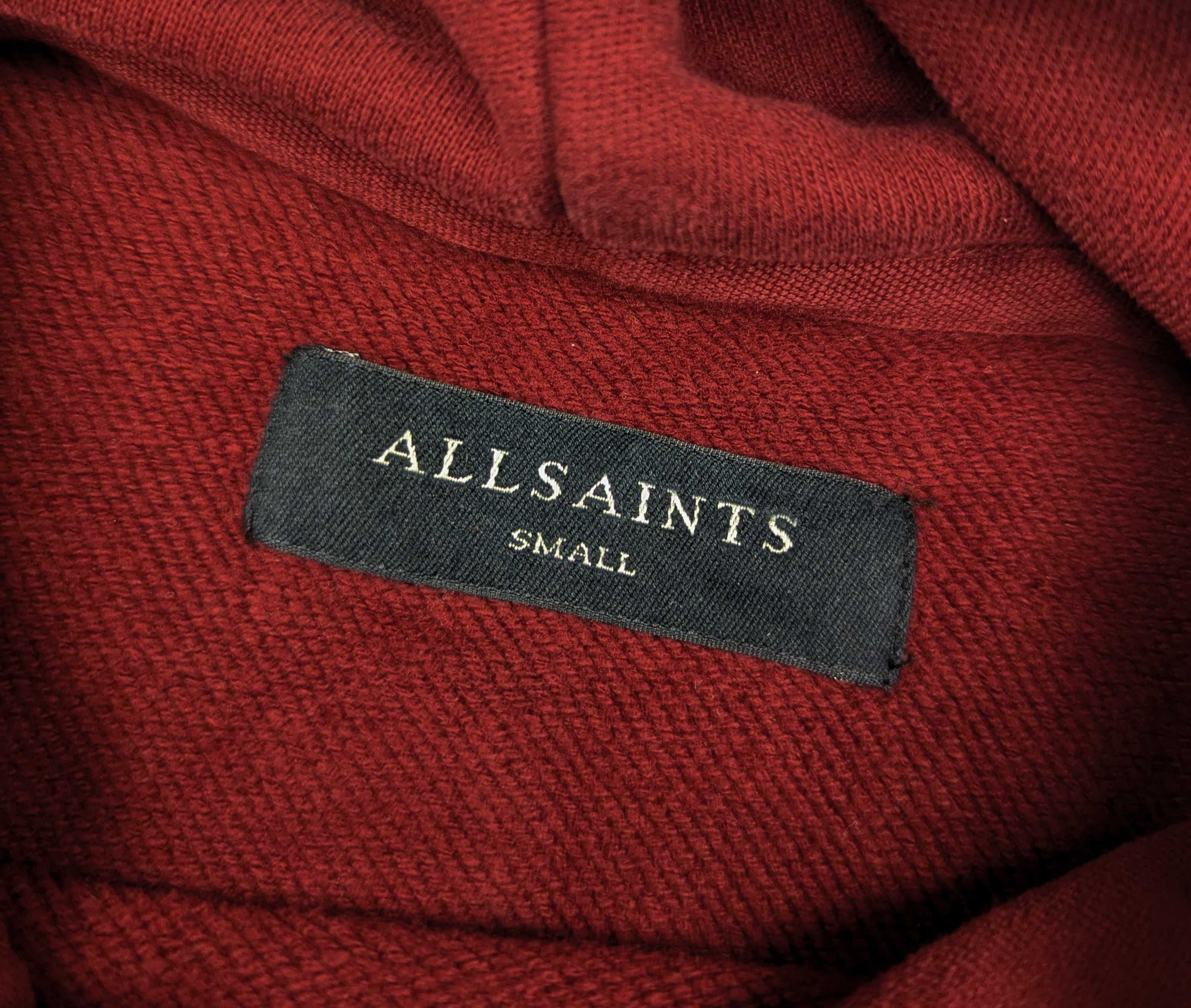 Allsaints raven oth hoody bordowa bluza z kapturem S logo