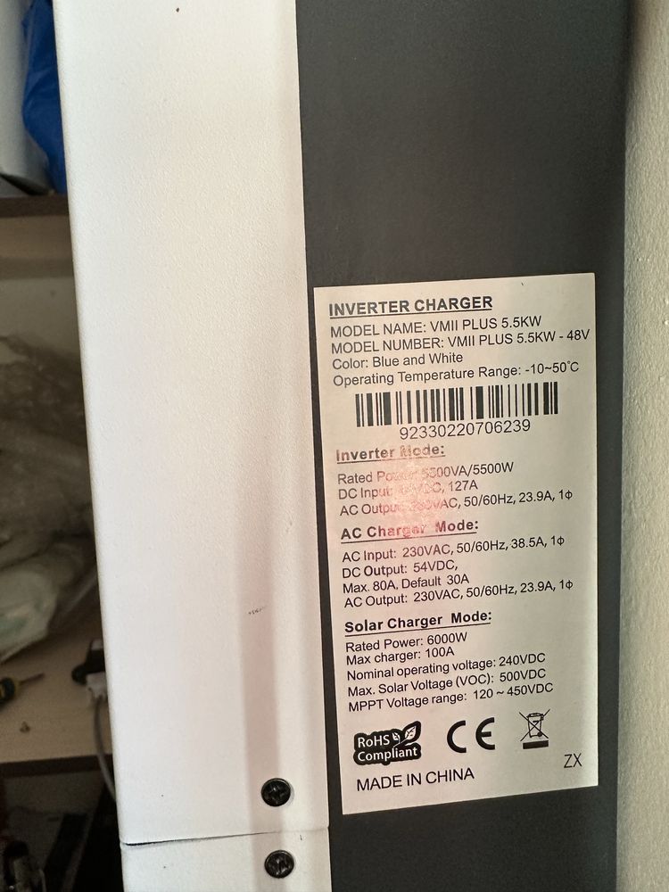 Гібридний сонячний інвертор 5500 Вт, PowMr VM PLUS-5.5KW