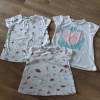 3 Koszulki t-shirt 122 Zara zestaw dla dziewczynki