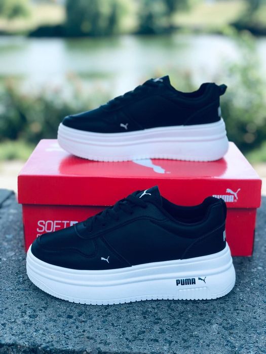 Женские кроссовки Puma Черные кожаные кроссовки Пума кросівки пума