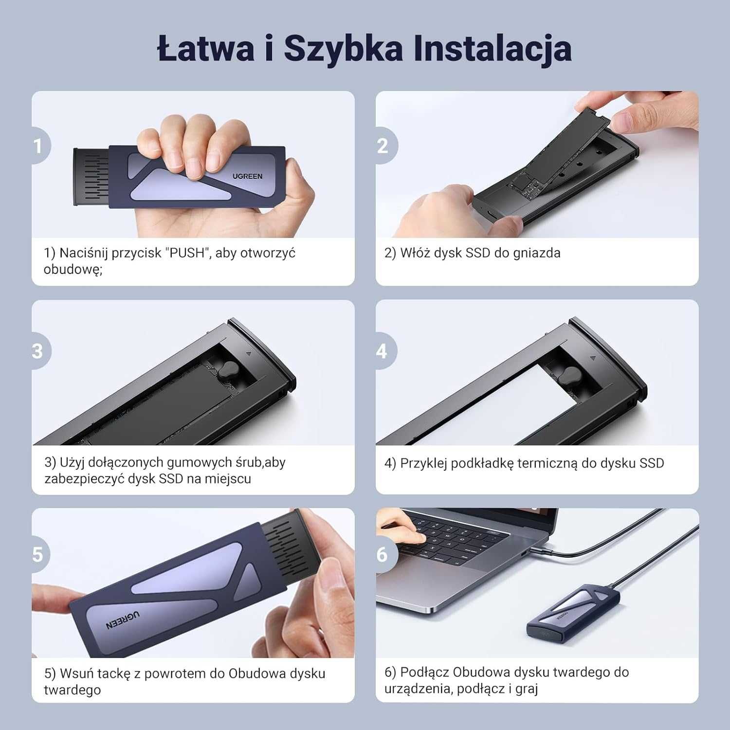Obudowa Dysku Twardego UGREEN NVMe M.2 USB 3.1 SSD 10 Gb/s