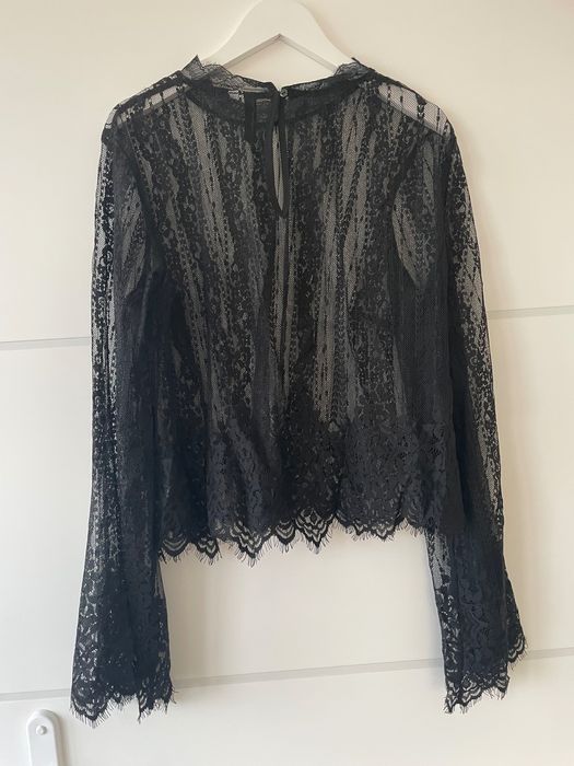 Elegancka koronkowa czarna bluzka H&M - r. 36